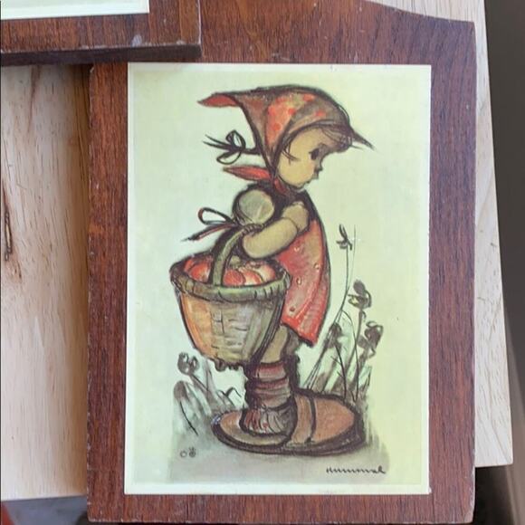 Mid century Modern Hummel prints wooden plaques 5 total nursery home decor - Picture 8 of 8
